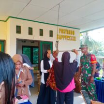 Babinsa Koramil 1406-03/Maniangpajo Sertu Sainul Dampingi Kegiatan Posyandu di Desa Polewalie